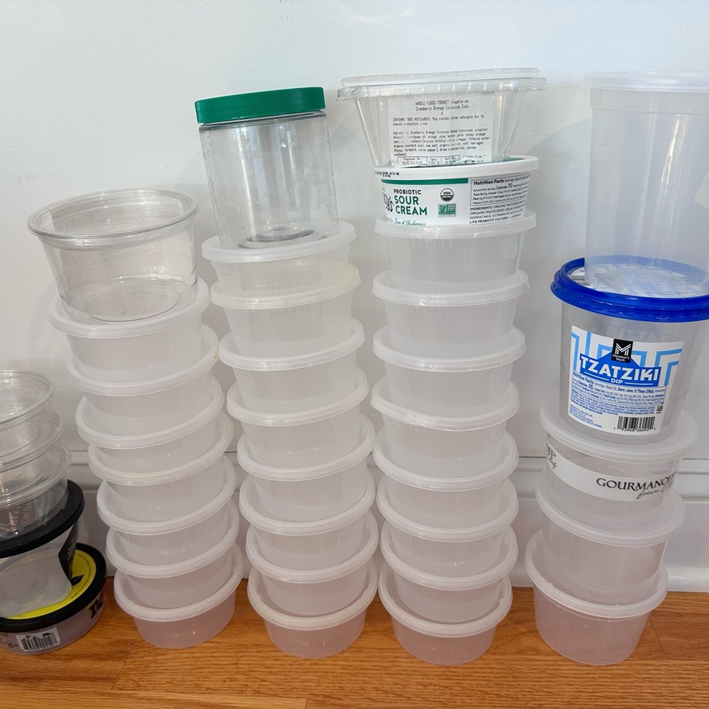 Assorted Clear Plastic Containers Lot of 37 from Food Take Out Hrocery for Craft